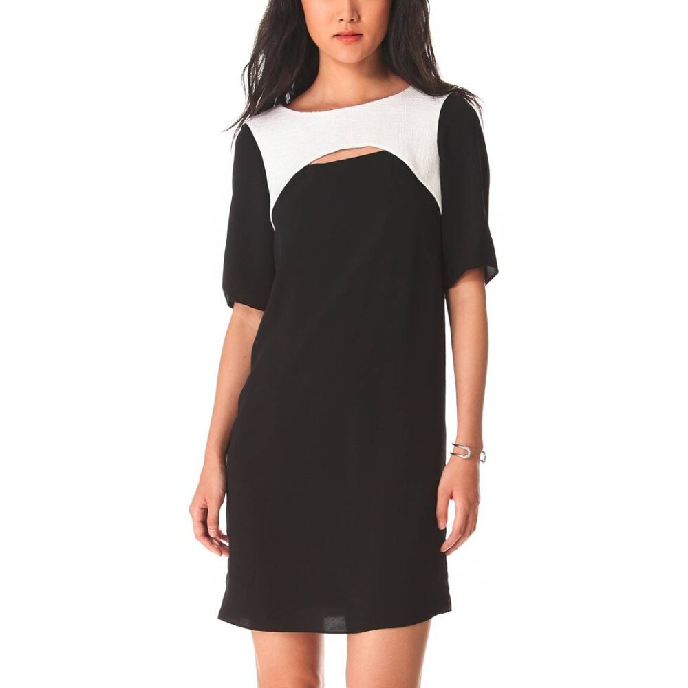 Tibi Alexa Two-Tone Peekaboo Shift Dress